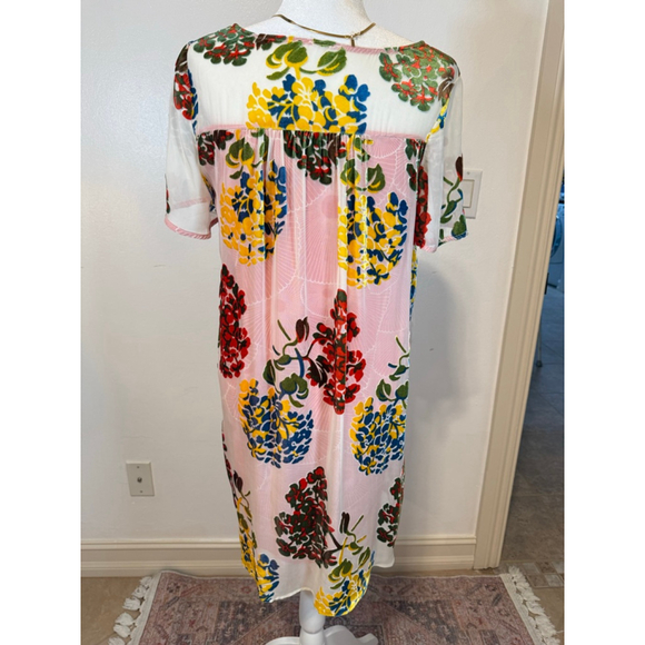 Maeve ANTHROPOLIE Floral Print Mini Dress S, sheer, velvet flower, layer LINED - Picture 2 of 11